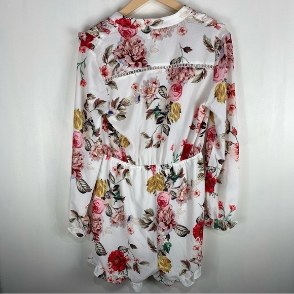 BP. Eyelet Ruffle Floral Flower Print Long Sleeve‎ Romper Dainty Flowy Medium - Picture 7 of 7